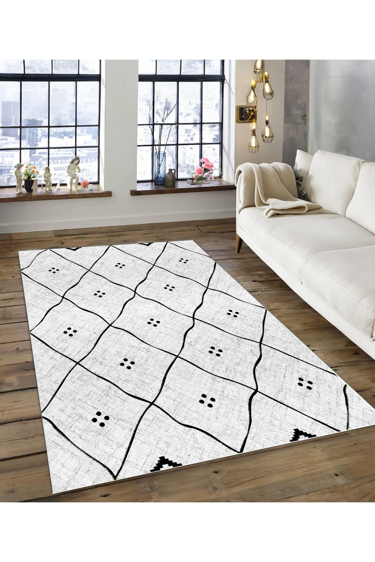 Shine M(154) Krem Saçaksız Kaymaz Tabanlı Dijital Baskılı Dekoratif Halı 80x550