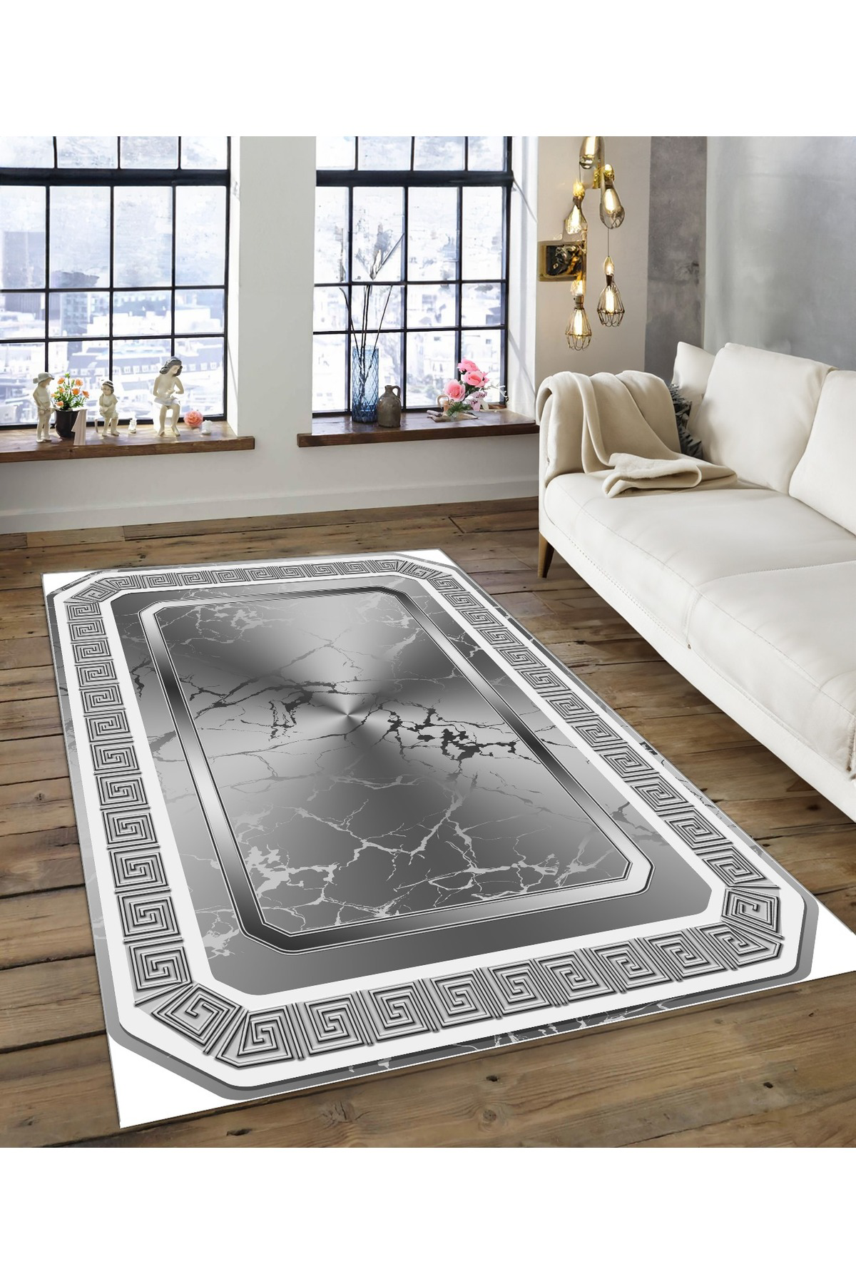 Shine M(158) Gri Saçaksız Kaymaz Tabanlı Dijital Baskılı Dekoratif Halı 80x150 Fiyatı, Yorumları ve Özellikleri