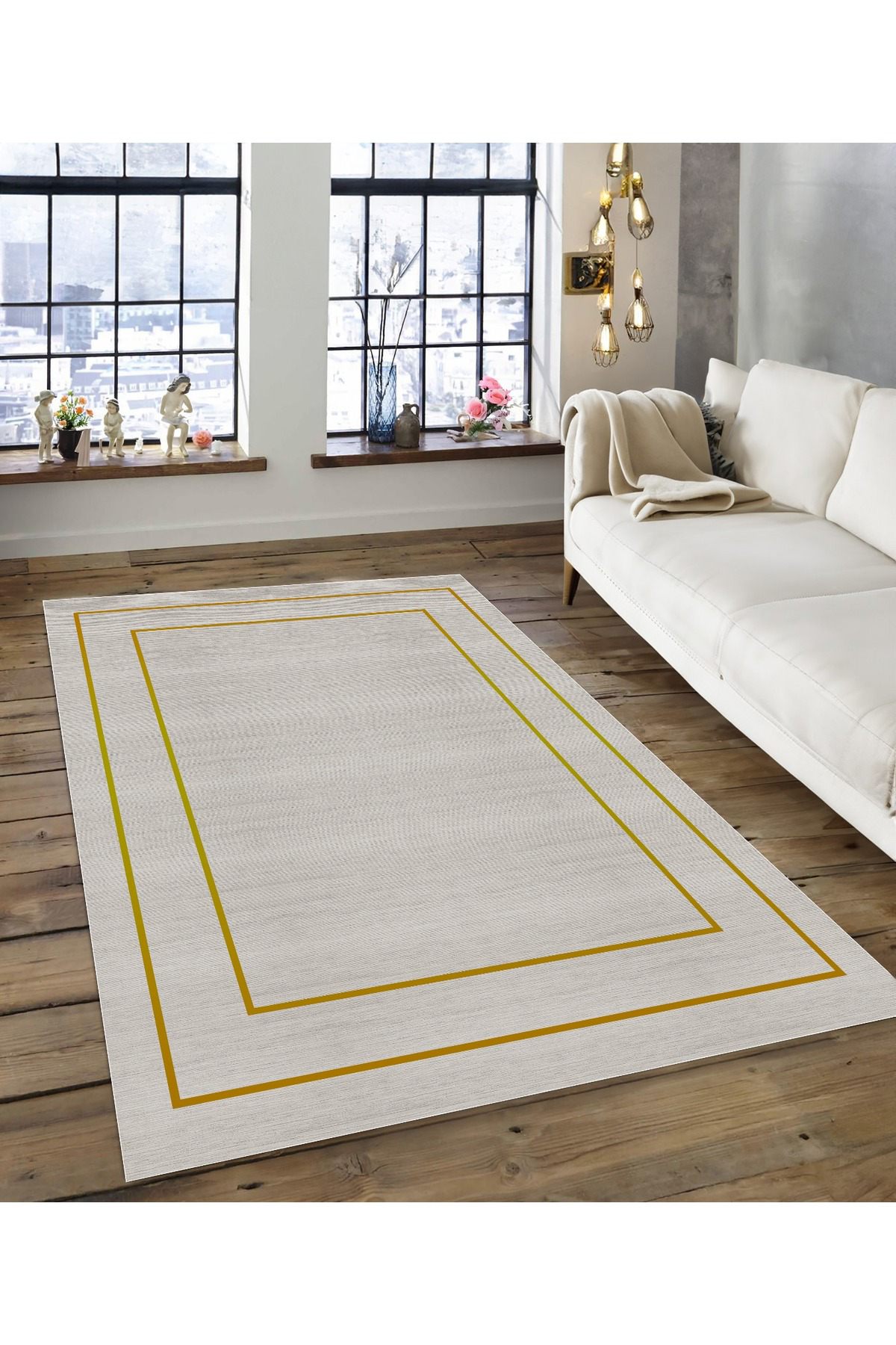 Shine M(178) Bej Saçaksız Kaymaz Tabanlı Dijital Baskılı Dekoratif Halı 80x250