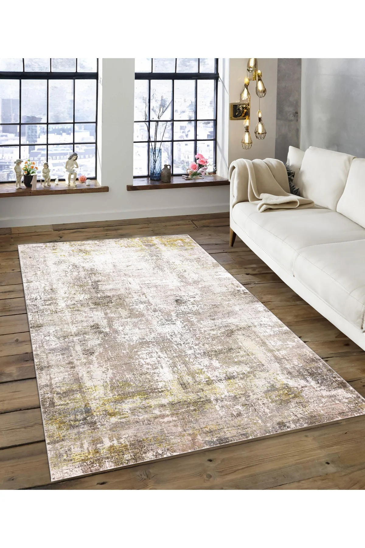Shine M(184) Vizon Saçaksız Kaymaz Tabanlı Dijital Baskılı Dekoratif Halı 200x350