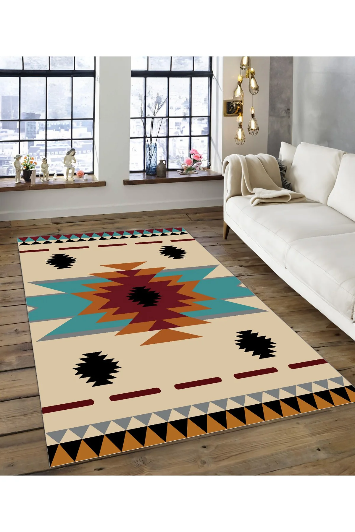Shine M(205) Turuncu Saçaksız Kaymaz Tabanlı Dijital Baskılı Dekoratif Halı 120x350