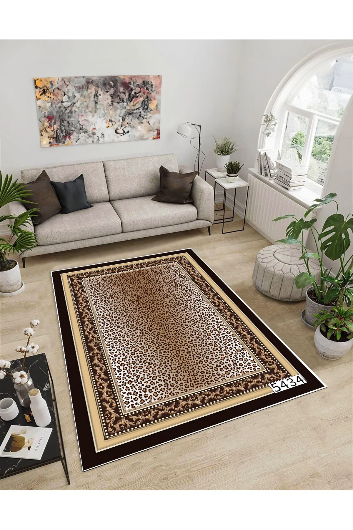 Shine M(21) Kahverengi Saçaksız Kaymaz Tabanlı Dijital Baskılı Dekoratif Halı 80x550