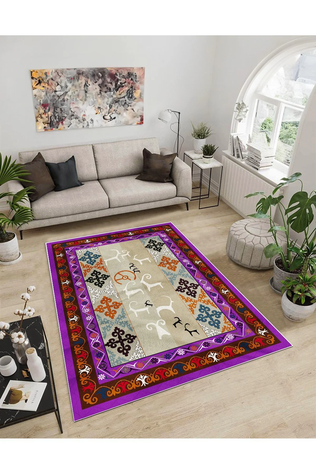 Shine M(22) Kahverengi Saçaksız Kaymaz Tabanlı Dijital Baskılı Dekoratif Halı 60x450