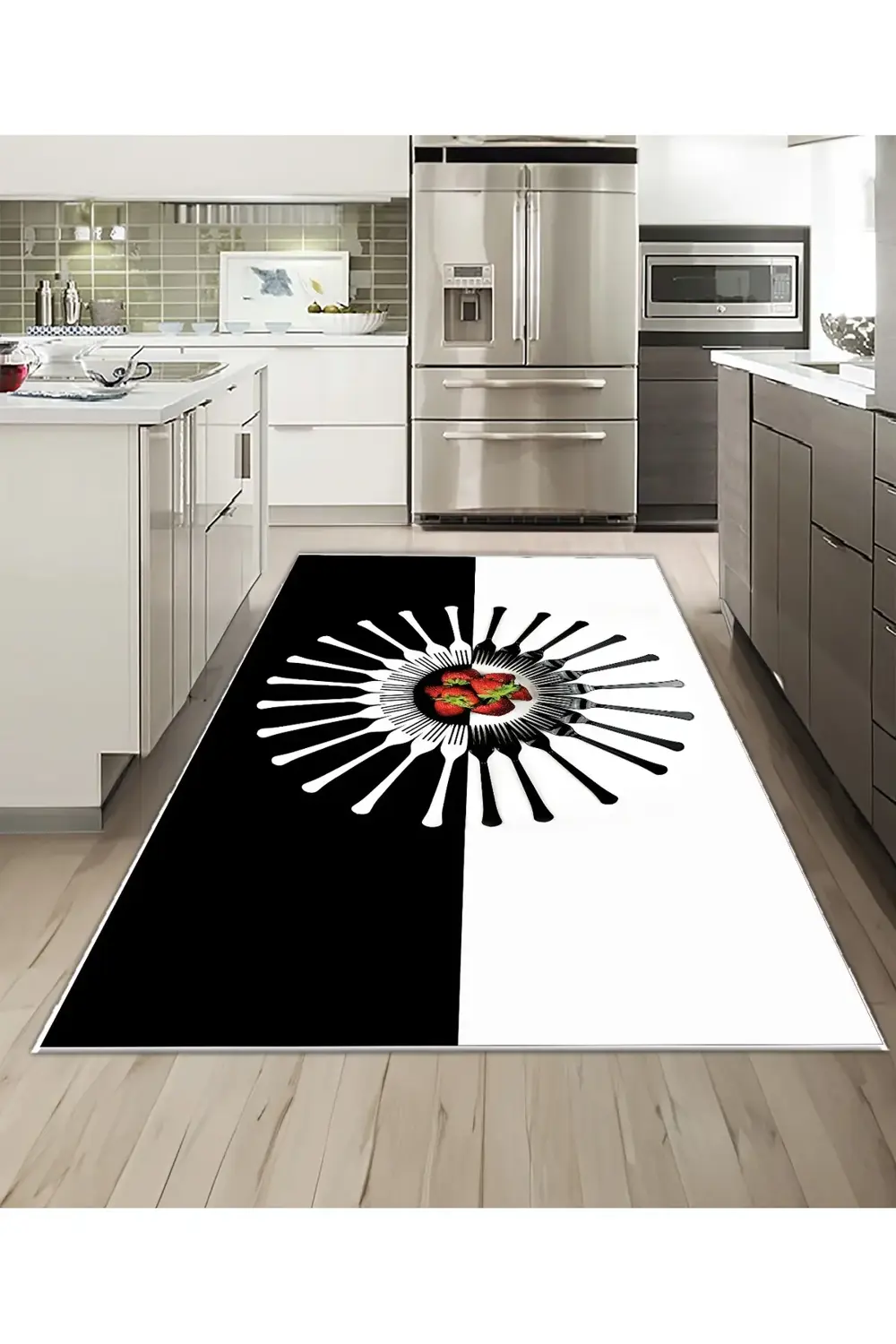 Shine M(243) Siyah Saçaksız Kaymaz Tabanlı Dijital Baskılı Dekora