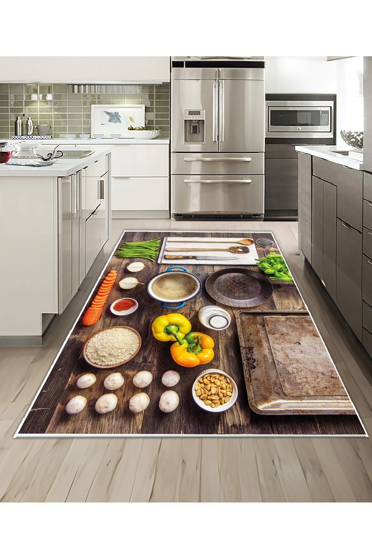 Shine M(250) Kahverengi Saçaksız Kaymaz Tabanlı Dijital Baskılı Dekoratif Halı 180x400