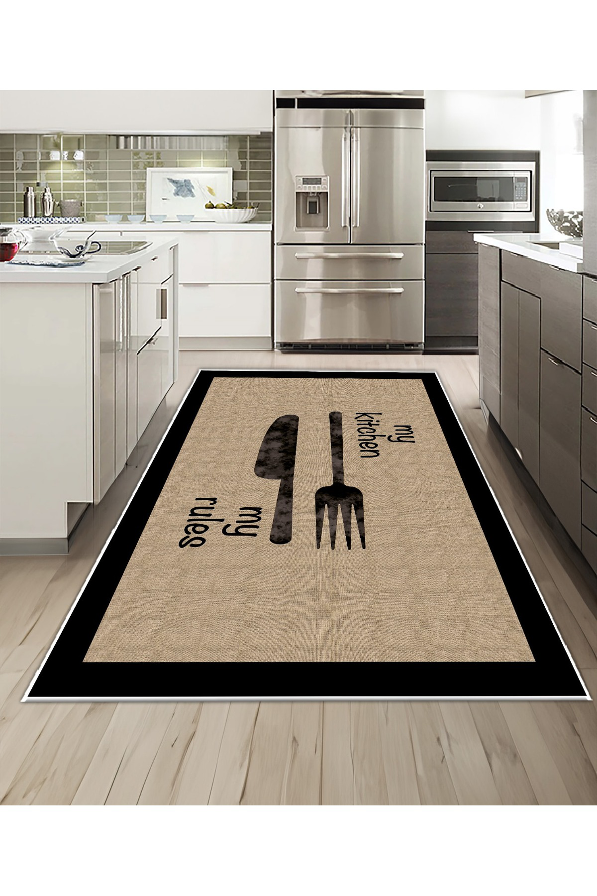 Shine M(252) Kahverengi Saçaksız Kaymaz Tabanlı Dijital Baskılı Dekoratif Halı 150X220