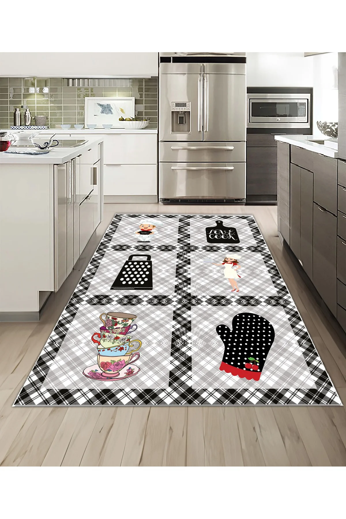 Shine M(257) Çok Renkli Saçaksız Kaymaz Tabanlı Dijital Baskılı Dekoratif Halı 200x350