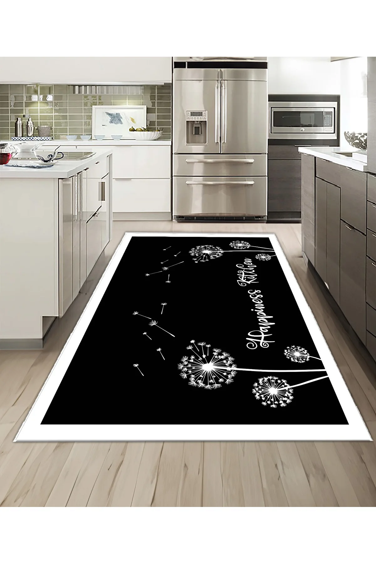 Shine M(260) Siyah Saçaksız Kaymaz Tabanlı Dijital Baskılı Dekoratif 4 Metrekare Halı 160x230