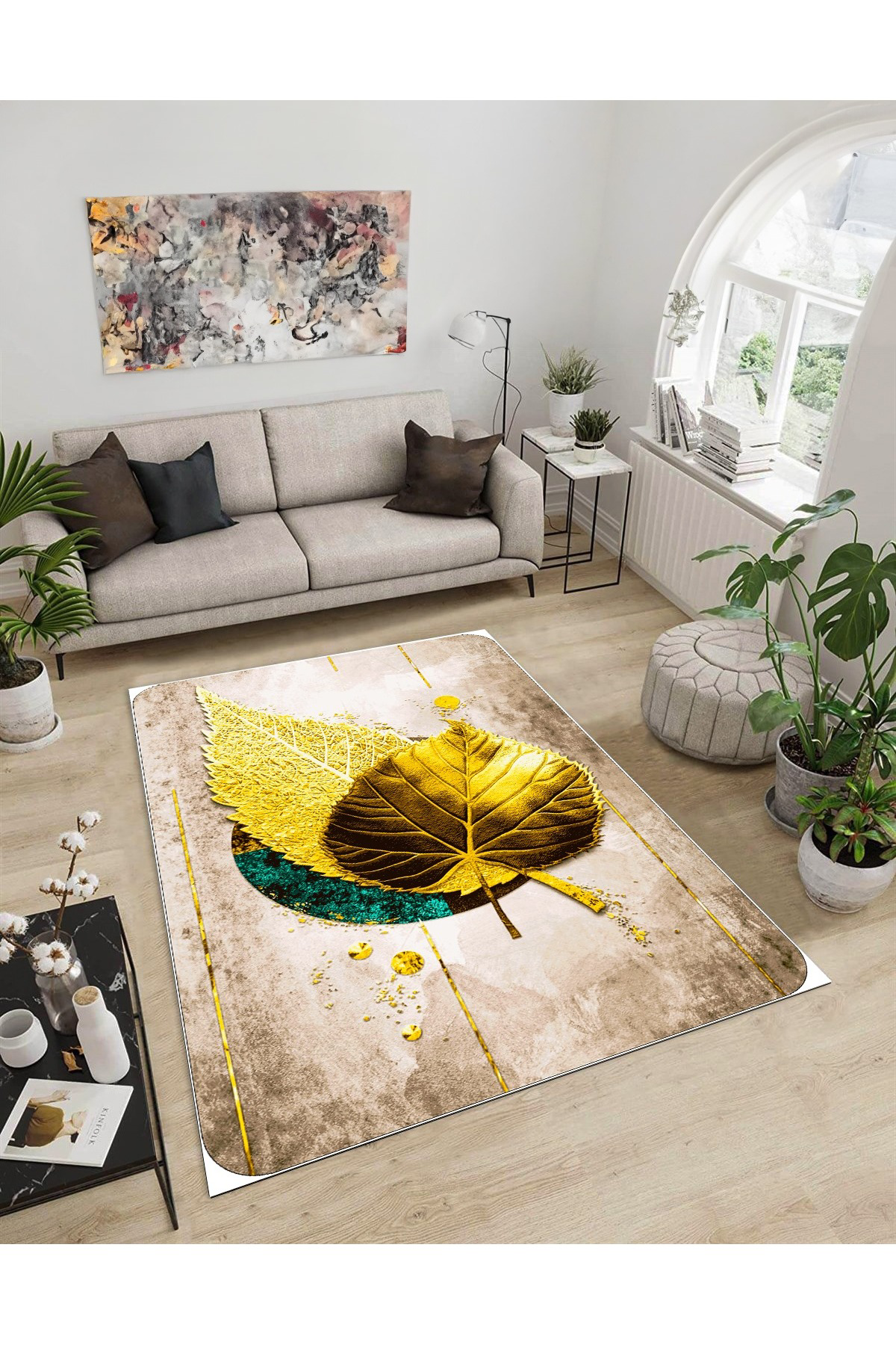Shine M(266) Vizon Saçaksız Kaymaz Tabanlı Dijital Baskılı Dekoratif Halı 80x250