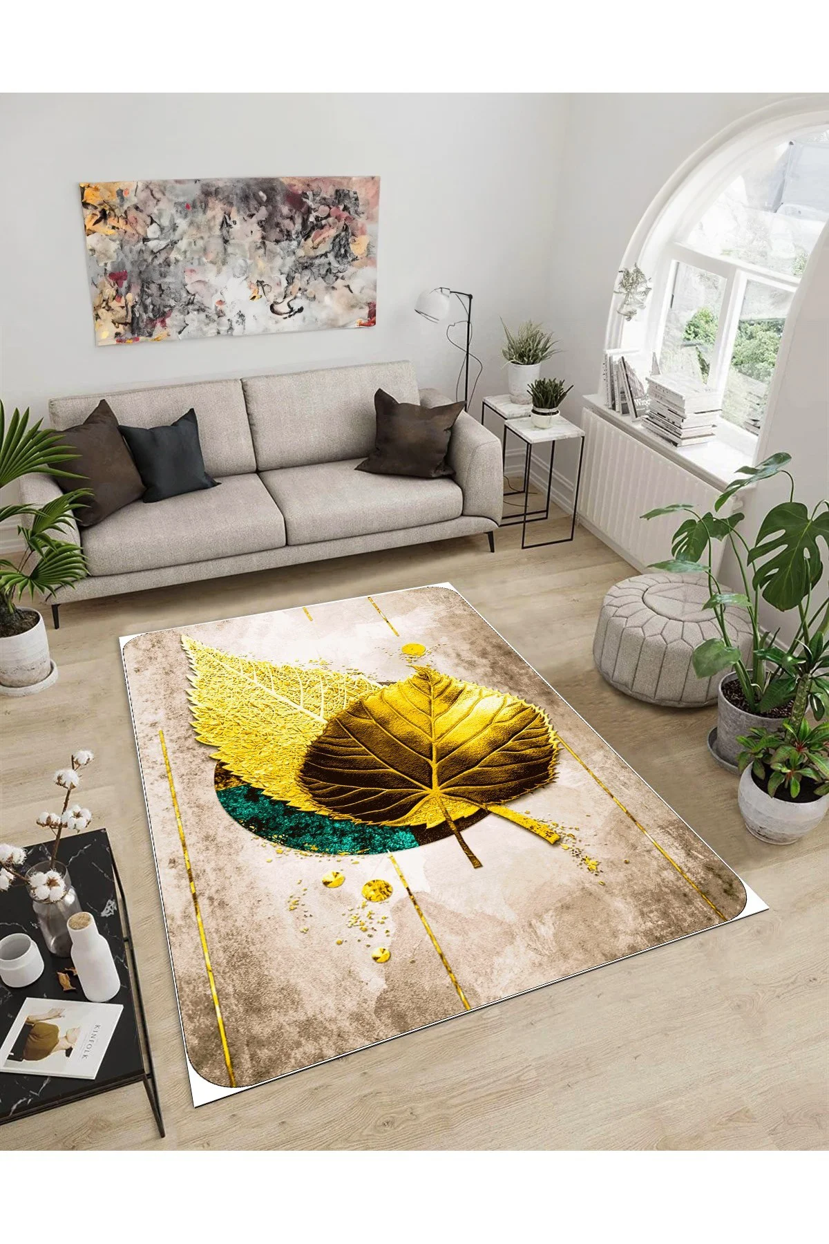 Shine M(266) Vizon Saçaksız Kaymaz Tabanlı Dijital Baskılı Dekoratif Halı 180x400