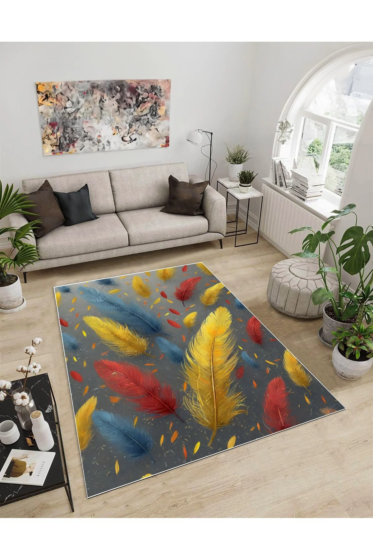 Shine M(283) Çok Renkli Saçaksız Kaymaz Tabanlı Dijital Baskılı Dekoratif Halı 140x200