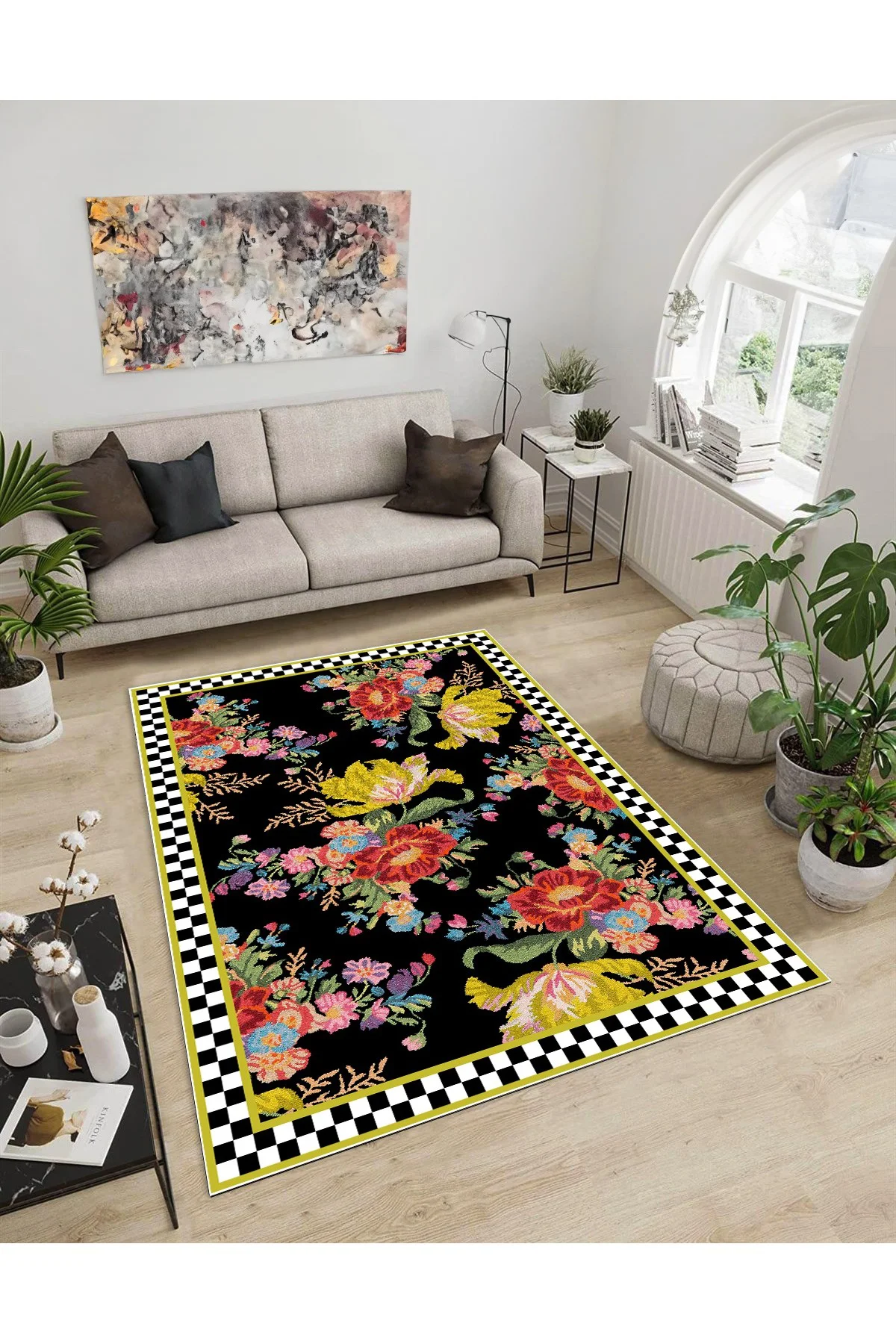 Shine M(285) Çok Renkli Saçaksız Kaymaz Tabanlı Dijital Baskılı Dekoratif Halı 180x250