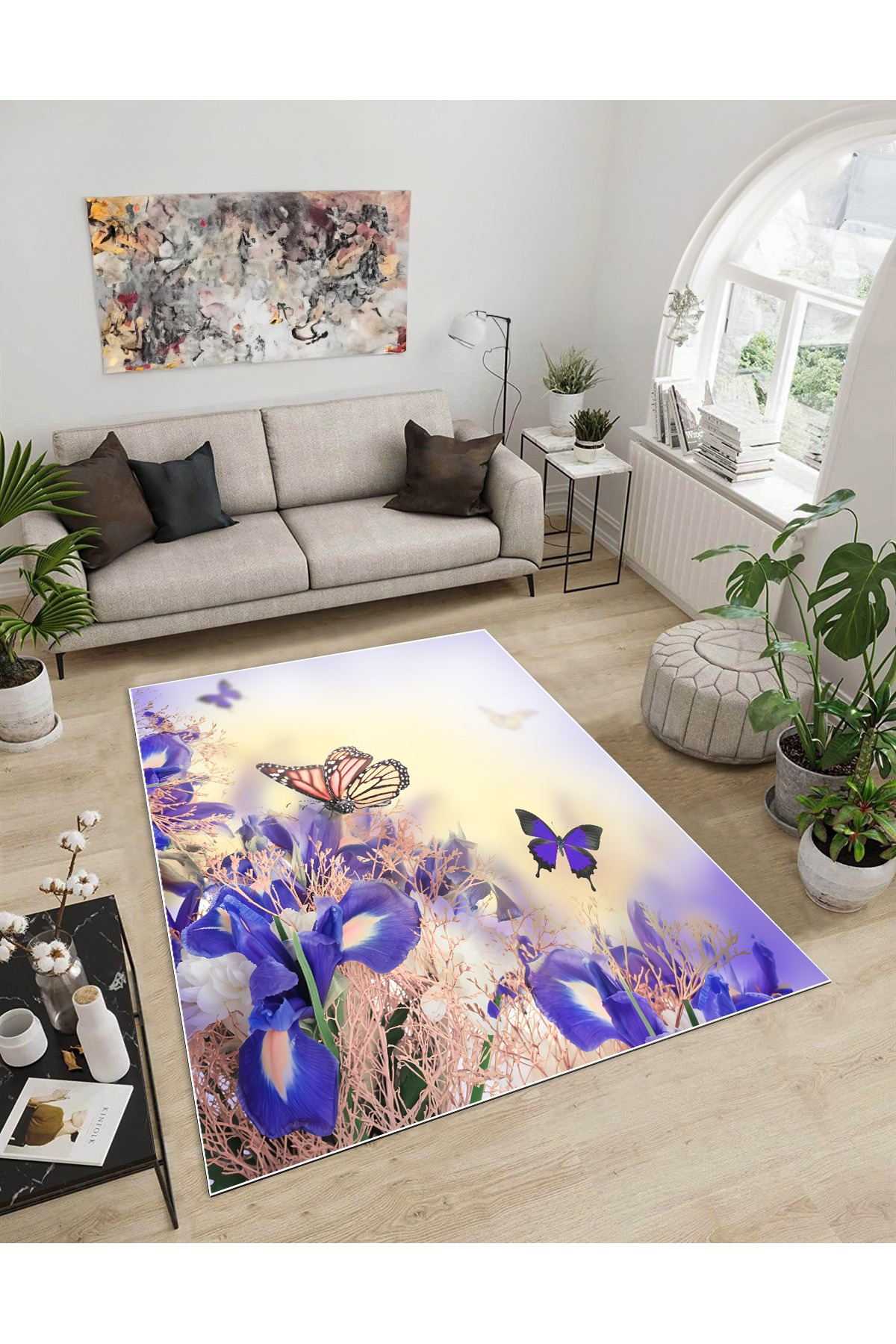 Shine M(290) Mor Saçaksız Kaymaz Tabanlı Dijital Baskılı Dekorati