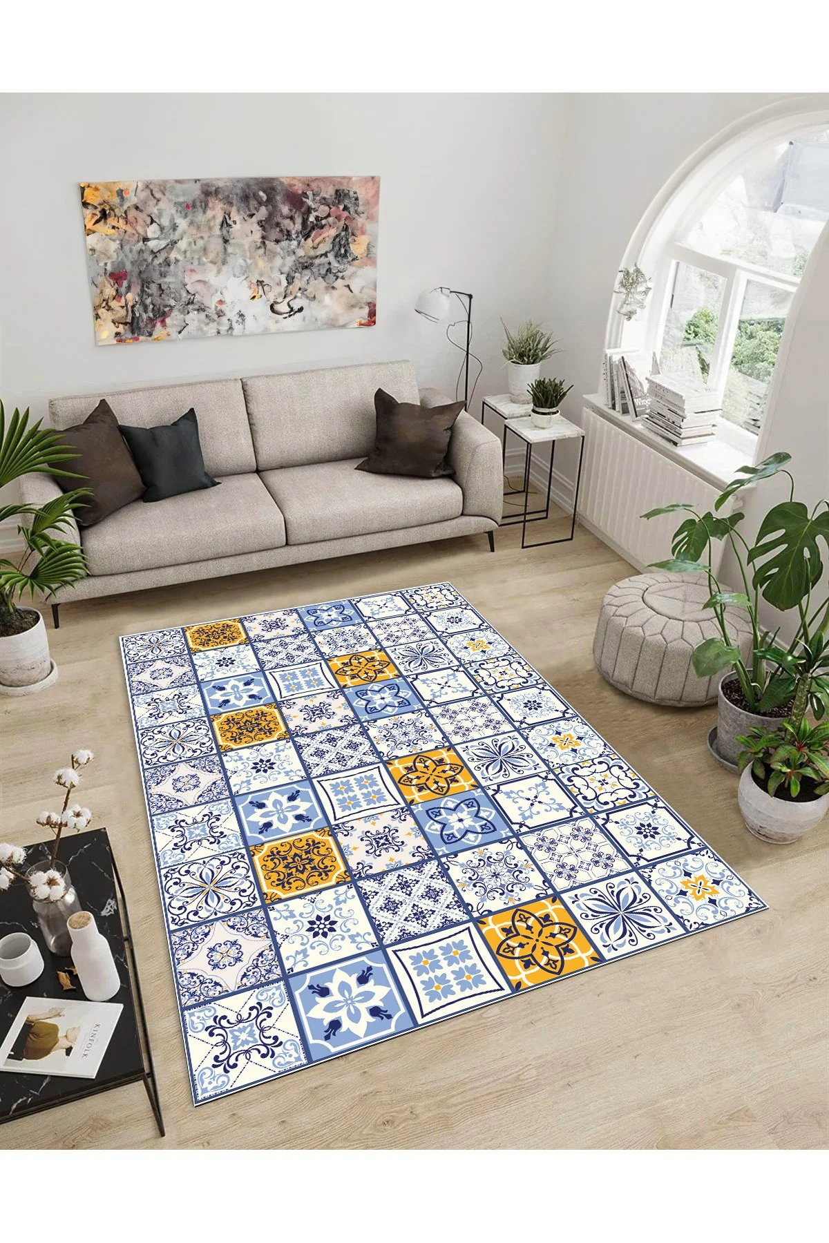 Shine M(293) Çok Renkli Saçaksız Kaymaz Tabanlı Dijital Baskılı Dekoratif Halı 80x600