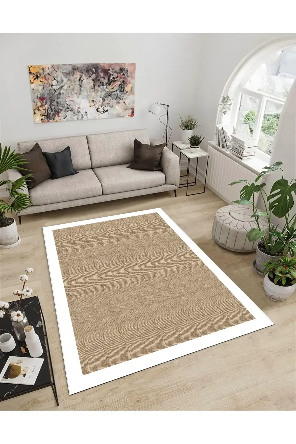 Shine M(298) Beyaz Saçaksız Kaymaz Tabanlı Dijital Baskılı Dekora