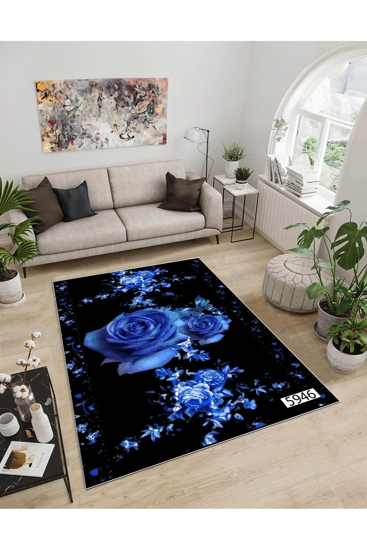 Shine M(3) Mor Saçaksız Kaymaz Tabanlı Dijital Baskılı Dekoratif Halı 120x160