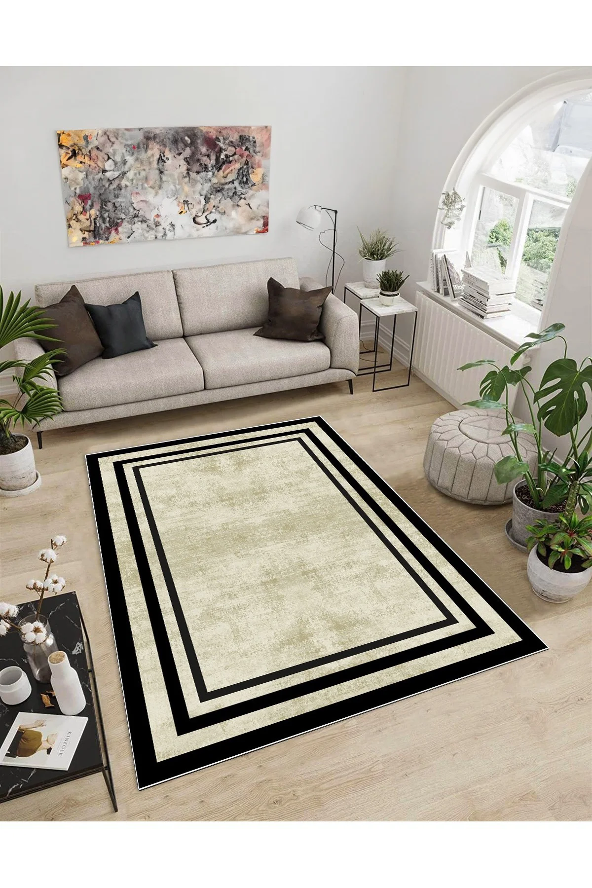 Shine M(31) Siyah Saçaksız Kaymaz Tabanlı Dijital Baskılı Dekoratif Halı 60x400