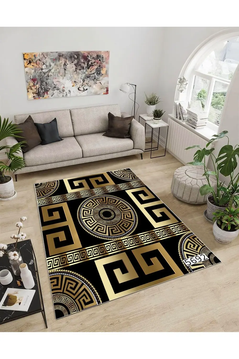 Shine M(35) Sarı Saçaksız Kaymaz Tabanlı Dijital Baskılı Dekorati