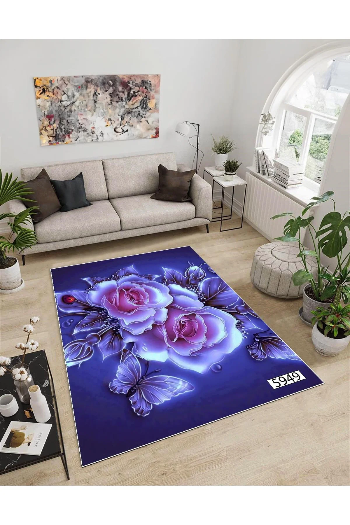Shine M(4) Siyah Saçaksız Kaymaz Tabanlı Dijital Baskılı Dekoratif Halı 160x350