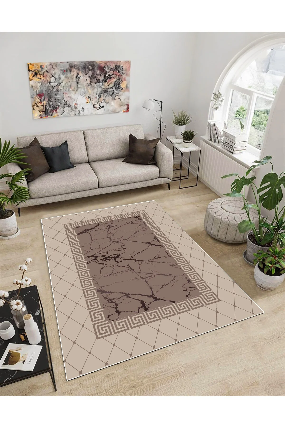Shine M(50) Kahverengi Saçaksız Kaymaz Tabanlı Dijital Baskılı Dekoratif Halı 80x500