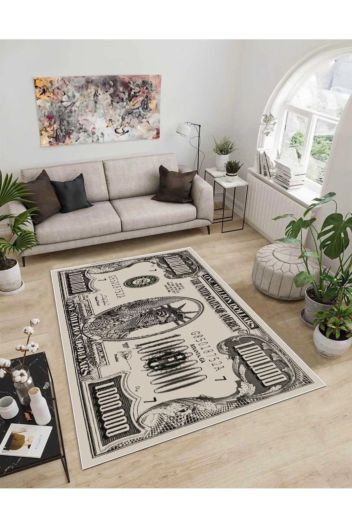 Shine M(57) Krem Saçaksız Kaymaz Tabanlı Dijital Baskılı Dekoratif Halı 120x500