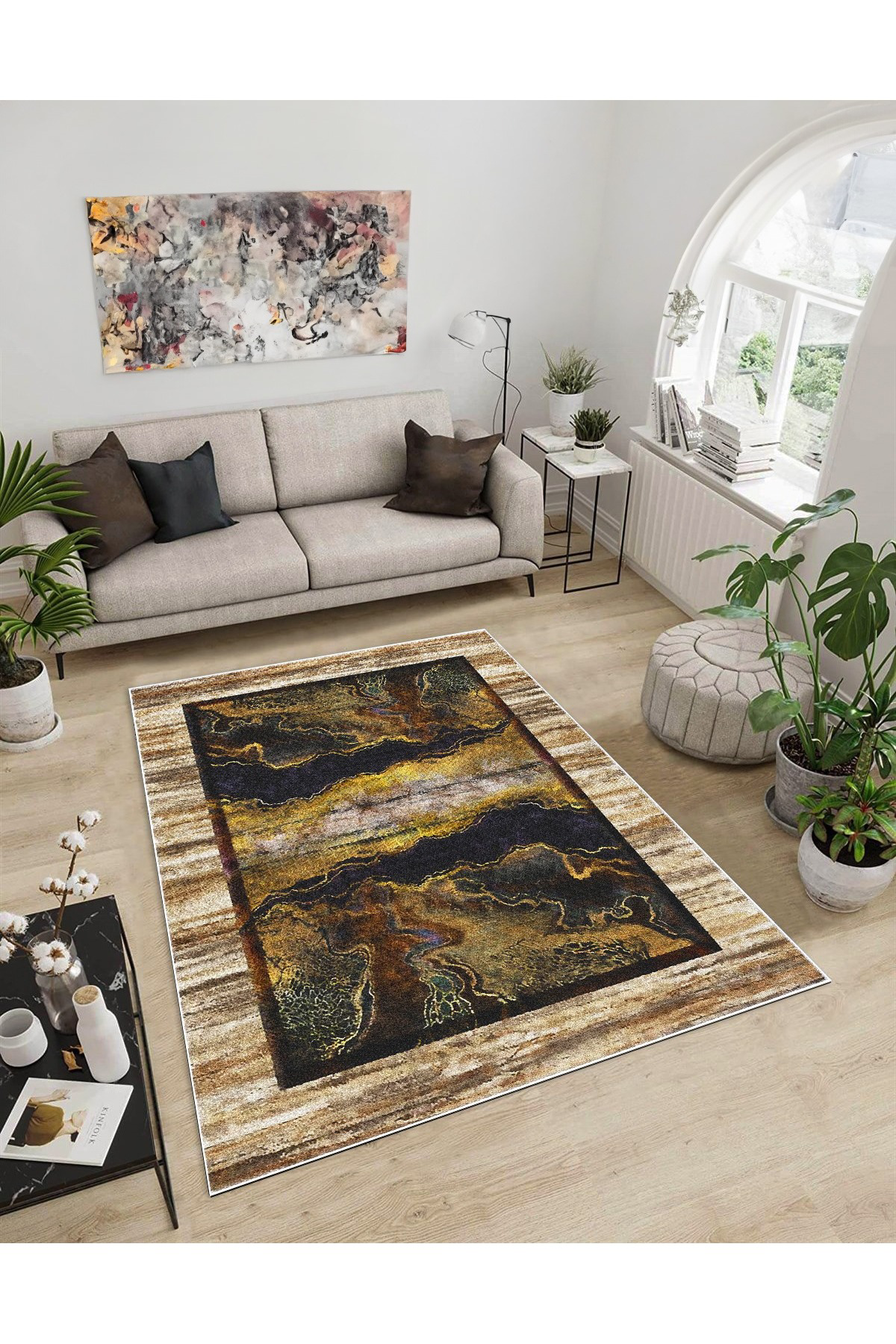 Shine M(59) Çok Renkli Saçaksız Kaymaz Tabanlı Dijital Baskılı Dekoratif Halı 80x150