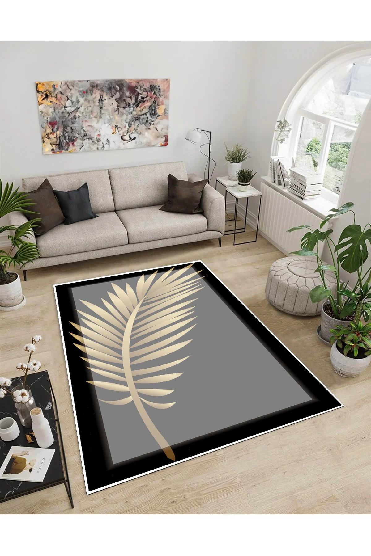 Shine M(75) Gri Saçaksız Kaymaz Tabanlı Dijital Baskılı Dekoratif Halı 60x500