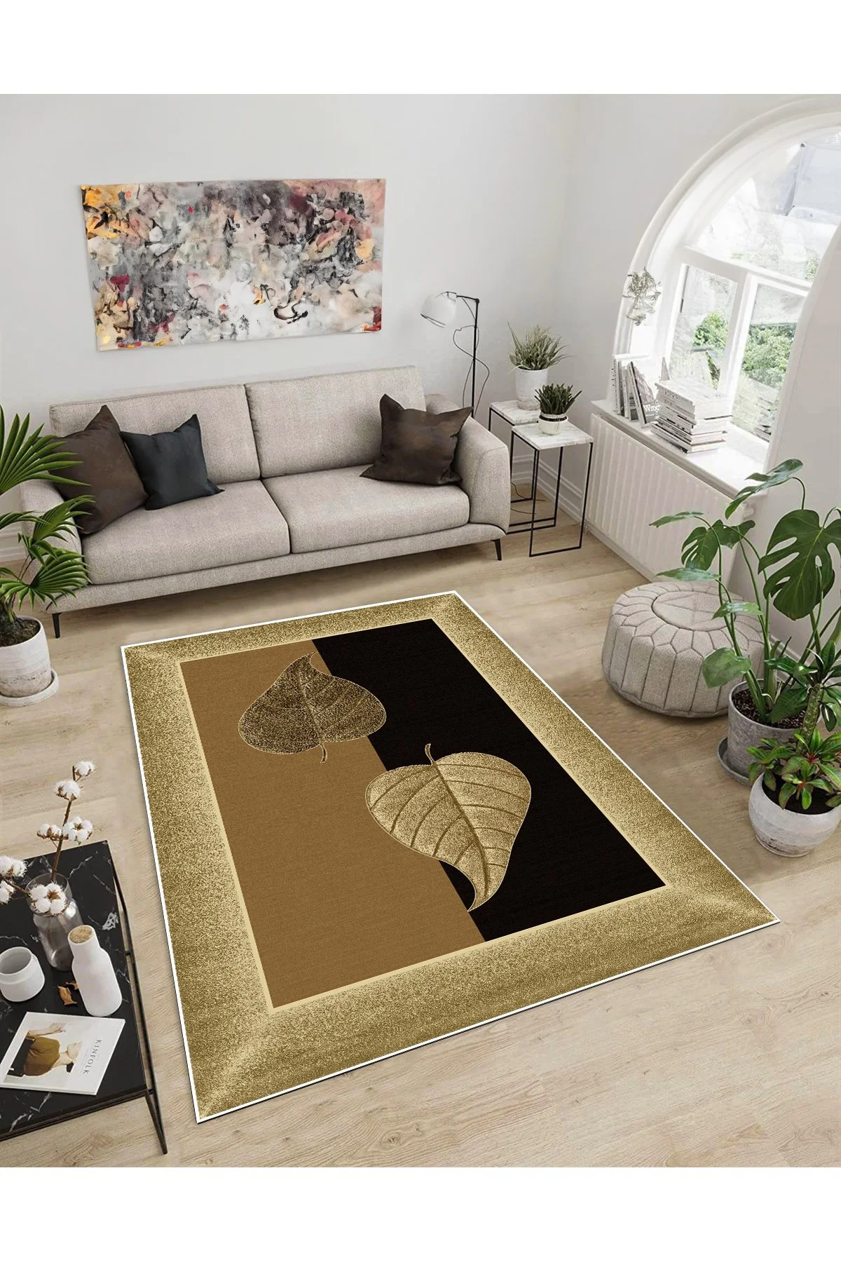 Shine M(84) Kahverengi Saçaksız Kaymaz Tabanlı Dijital Baskılı Dekoratif Halı 120x400