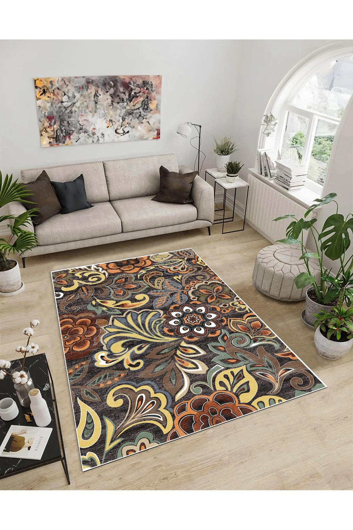 Shine M(85) Çok Renkli Saçaksız Kaymaz Tabanlı Dijital Baskılı Dekoratif Halı 60x150