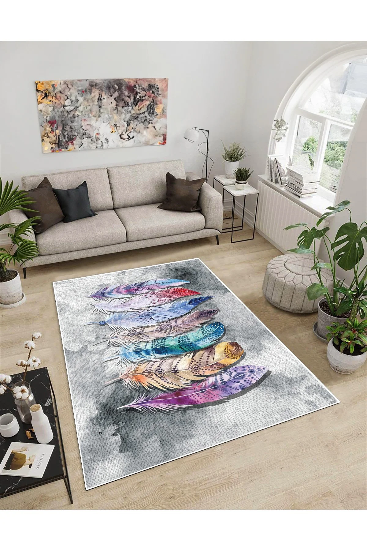 Shine M(88) Çok Renkli Saçaksız Kaymaz Tabanlı Dijital Baskılı Dekoratif Halı 100x450