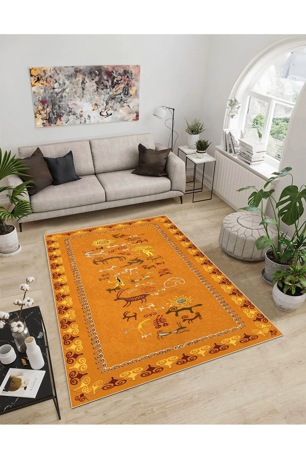 Shine M(9) Turuncu Saçaksız Kaymaz Tabanlı Dijital Baskılı Dekoratif Halı 200x500 Fiyatı, Yorumları ve Özellikleri
