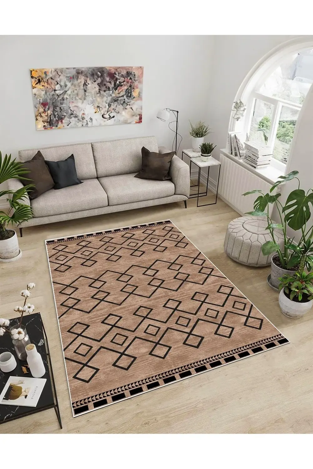 Shine M(91) Kahverengi Saçaksız Kaymaz Tabanlı Dijital Baskılı De