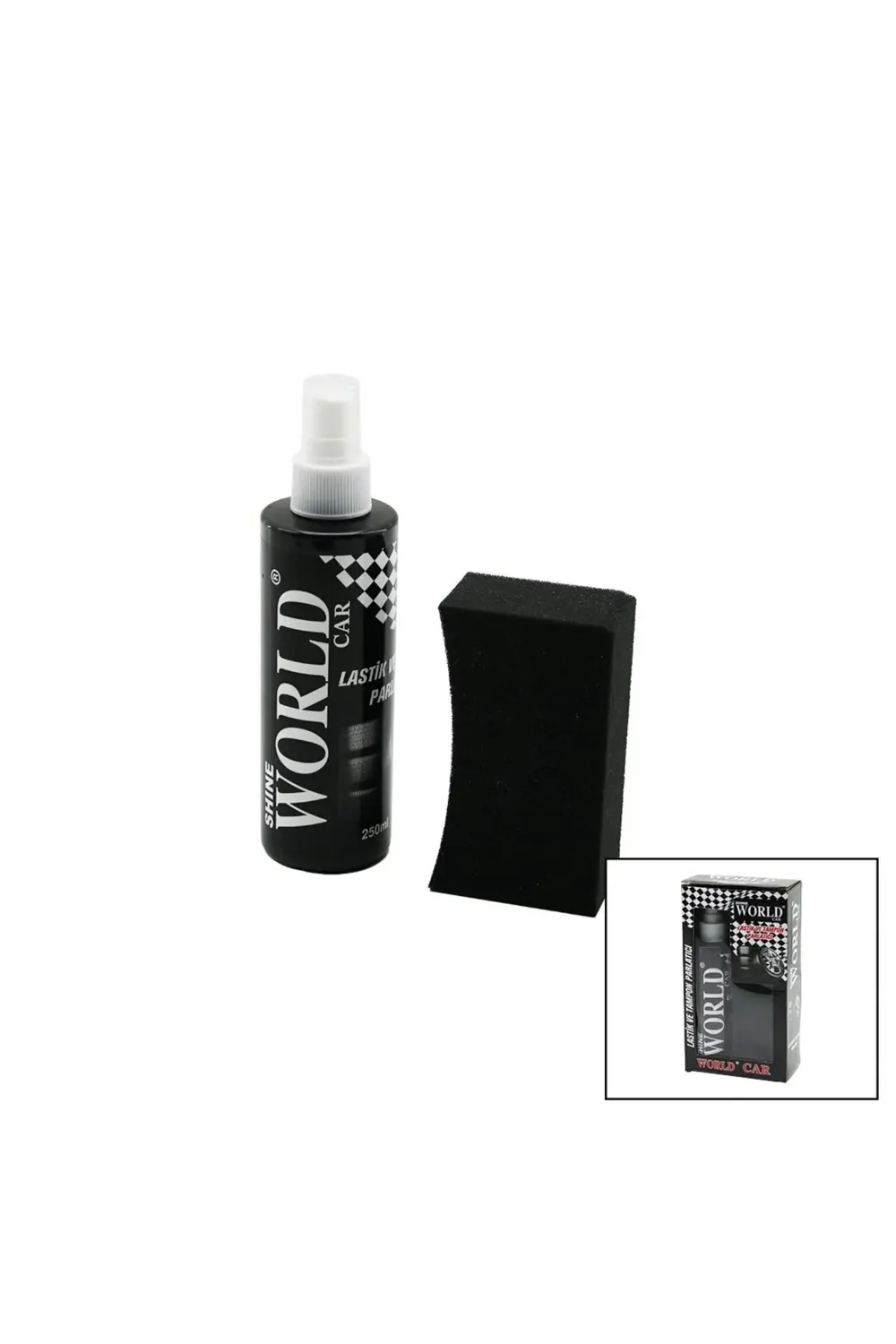 SHINE WORLD CAR LASTİK - TAMPON PARLATICI SPREY SETİ PLASTİK ŞİŞE