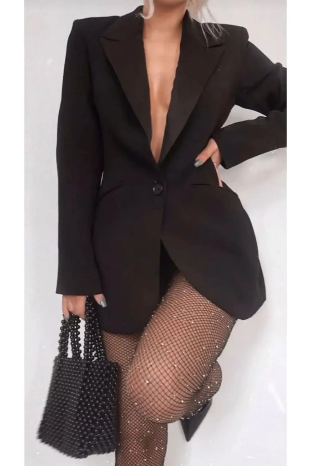 Shiny File Taşlı Siyah Jartiyer Çorap