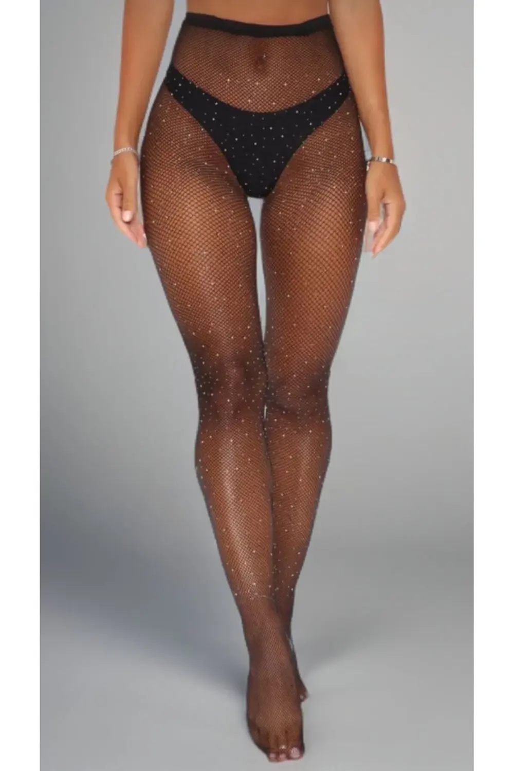 Shiny File Taşlı Siyah Jartiyer Çorap