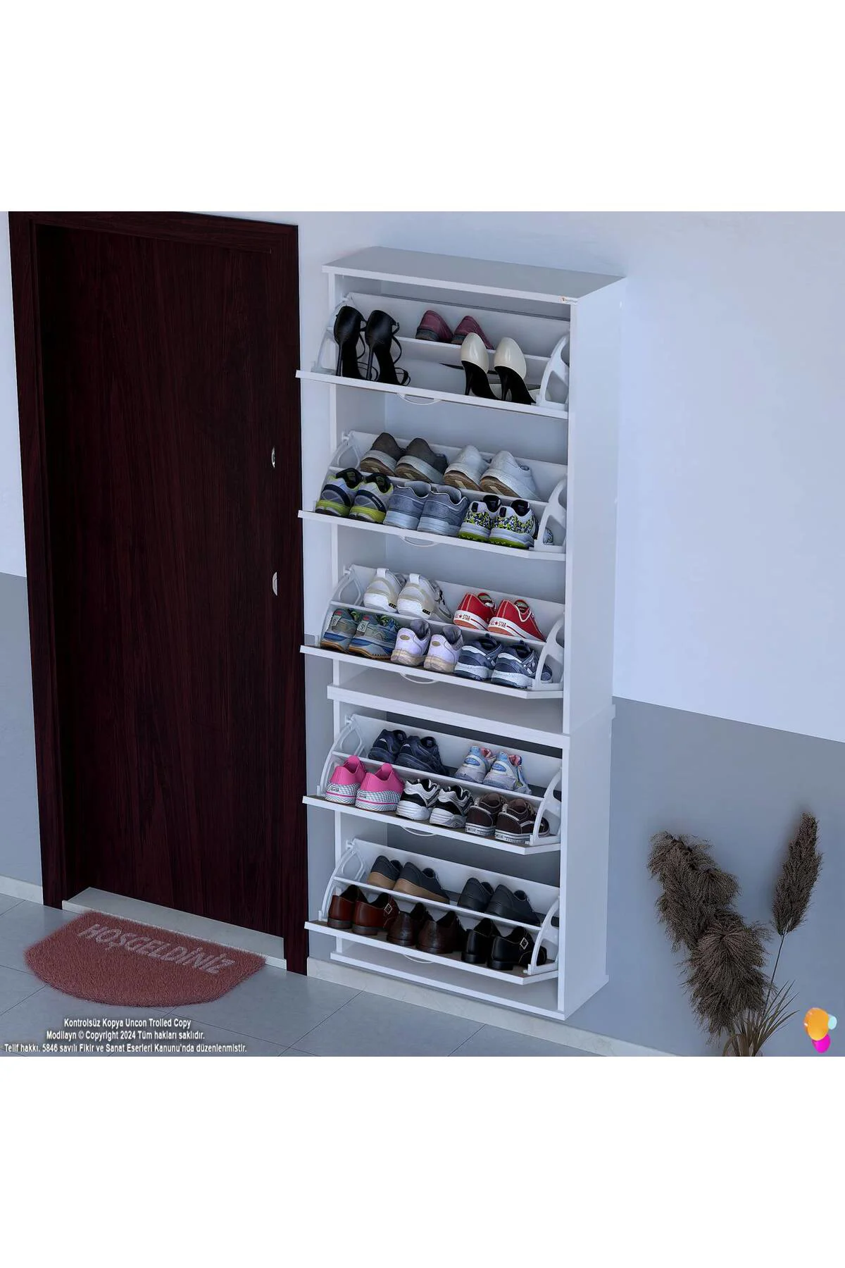 Sho Beş Düşer Kapaklı Ayakkabılık Cordoba Renk 72 cm Asma 72x193x Sho Beş Düşer Kapaklı Ayakkabılık Cordoba Renk 72 cm Asma 72x193x