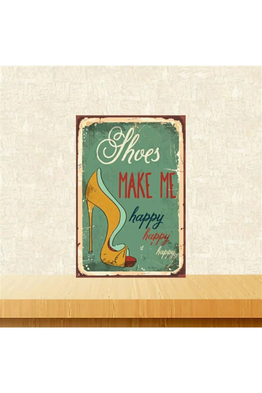 Shoes Make Me 20-30 Cm Retro Ahşap Tablo Tkfx5337