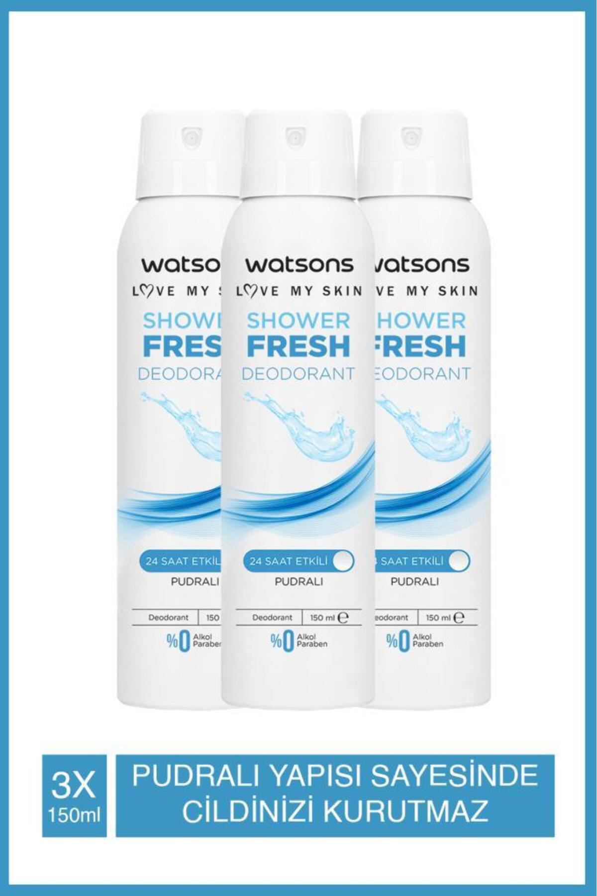 Shower Fresh Deodorant Sprey Pudralı 3x150ml