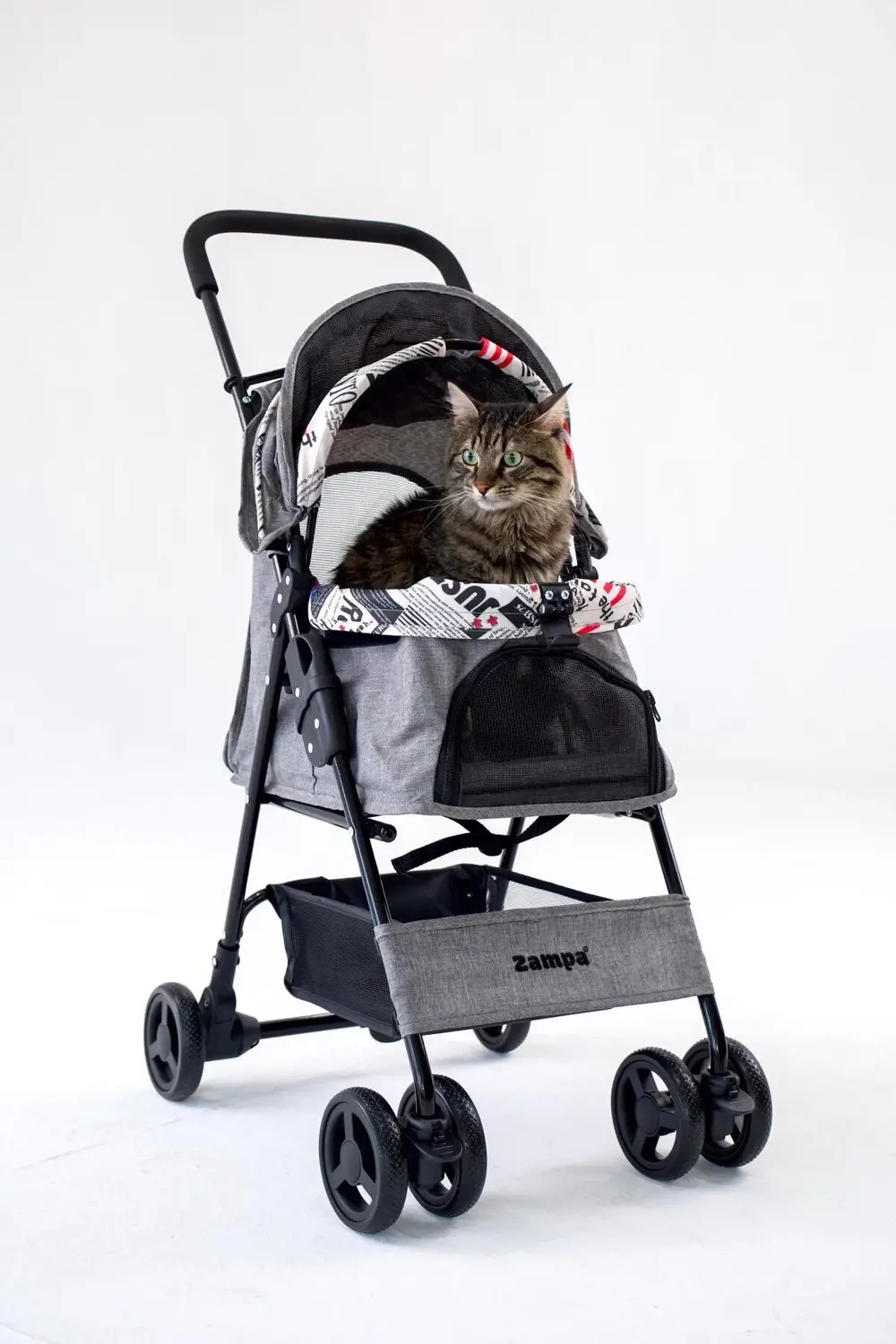 Showtime Gri Kedi-Köpek Arabası (SP02XKG) | Katlanabilir, Fileli,