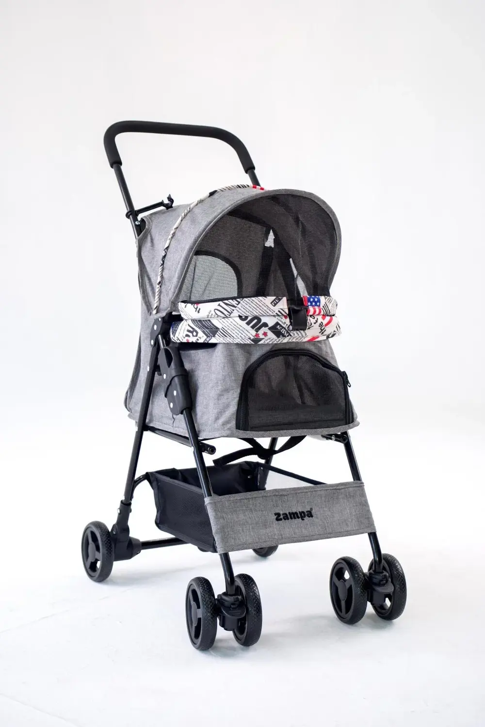 Showtime Gri Kedi-Köpek Arabası (SP02XKG) | Katlanabilir, Fileli,