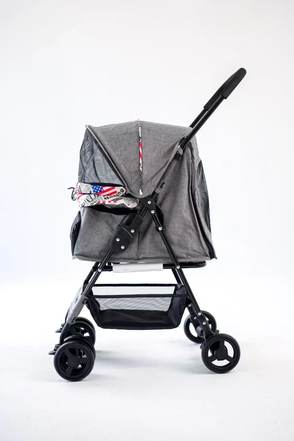 Showtime Gri Kedi-Köpek Arabası (SP02XKG) | Katlanabilir, Fileli,