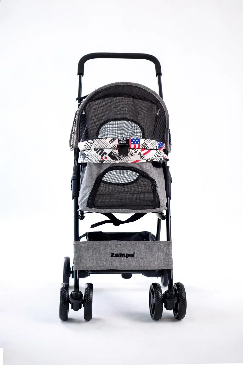 Showtime Gri Kedi-Köpek Arabası (SP02XKG) | Katlanabilir, Fileli,