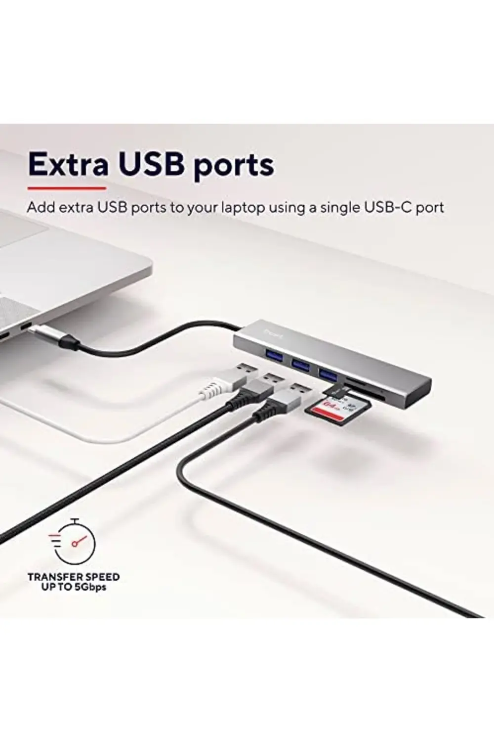 shpsell Halyx Hızlı USB-C Hub ve Kart Okuyucu, USB 3.2 Gen 1, SD