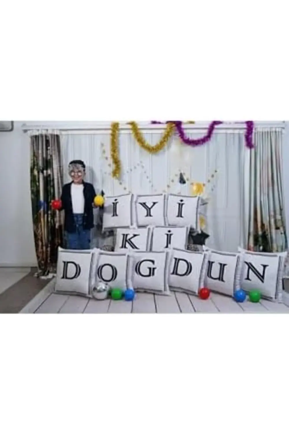 shpsell Harfli Kırlent Kılıfı Kadife 43X43 Cm Çift Taraflı K Harf