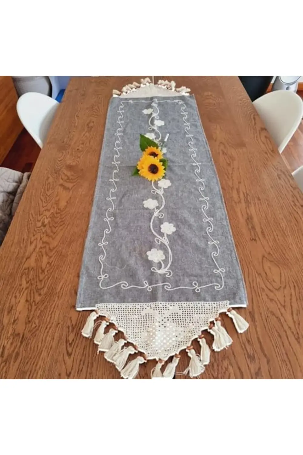 shpsell Uçlu Nakışlı Bezi Runner – Püsküllü, Otantik ve Şık, El Ö