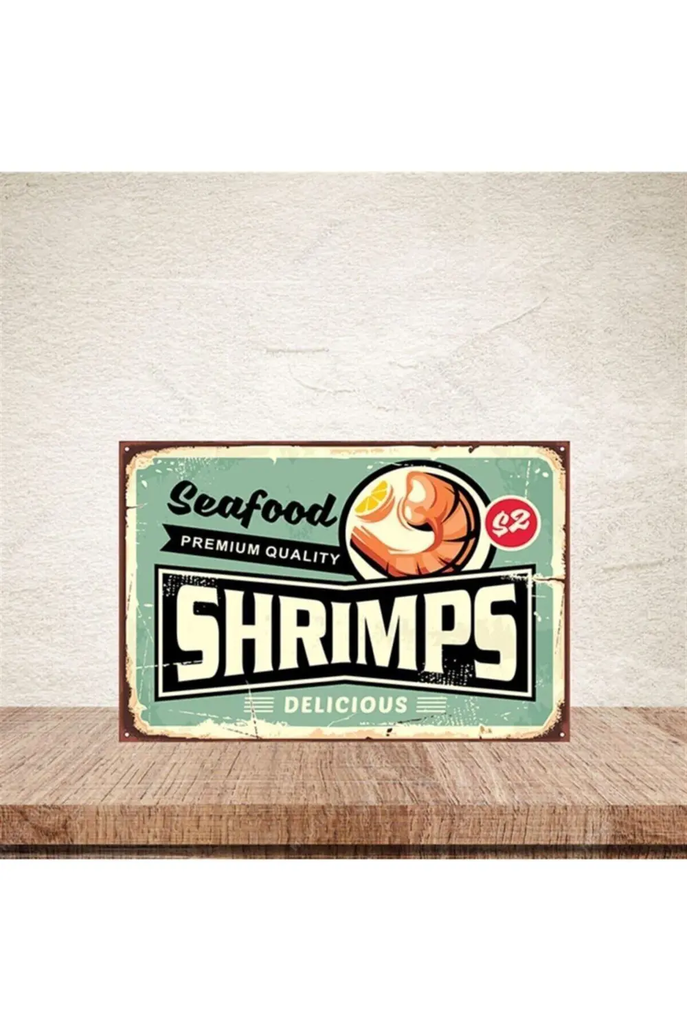 Shrimps 20-30 Cm Retro Ahşap Poster
