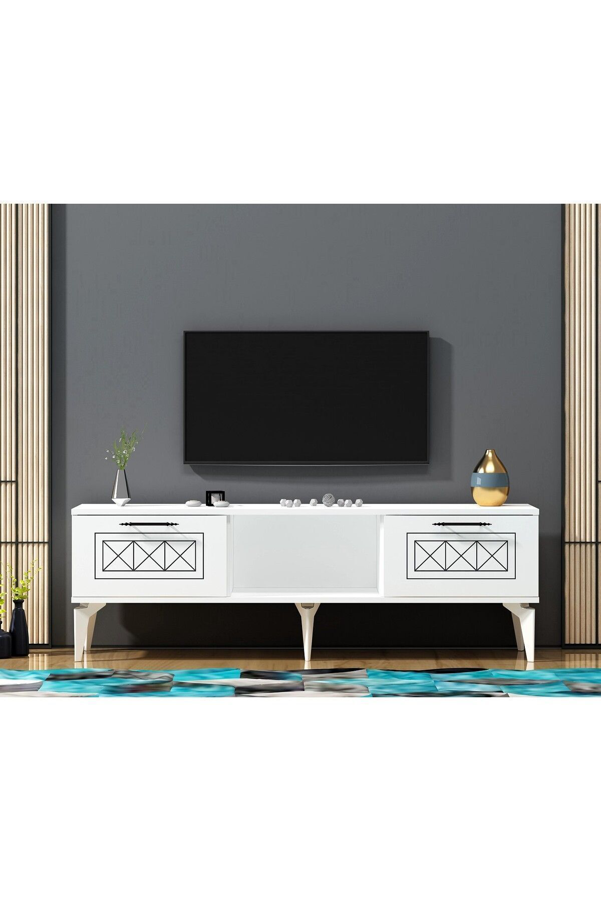 Cantek Dizayn Shumenn Tv Sehpasi (Alt Modül) Beyaz-Beyaz
