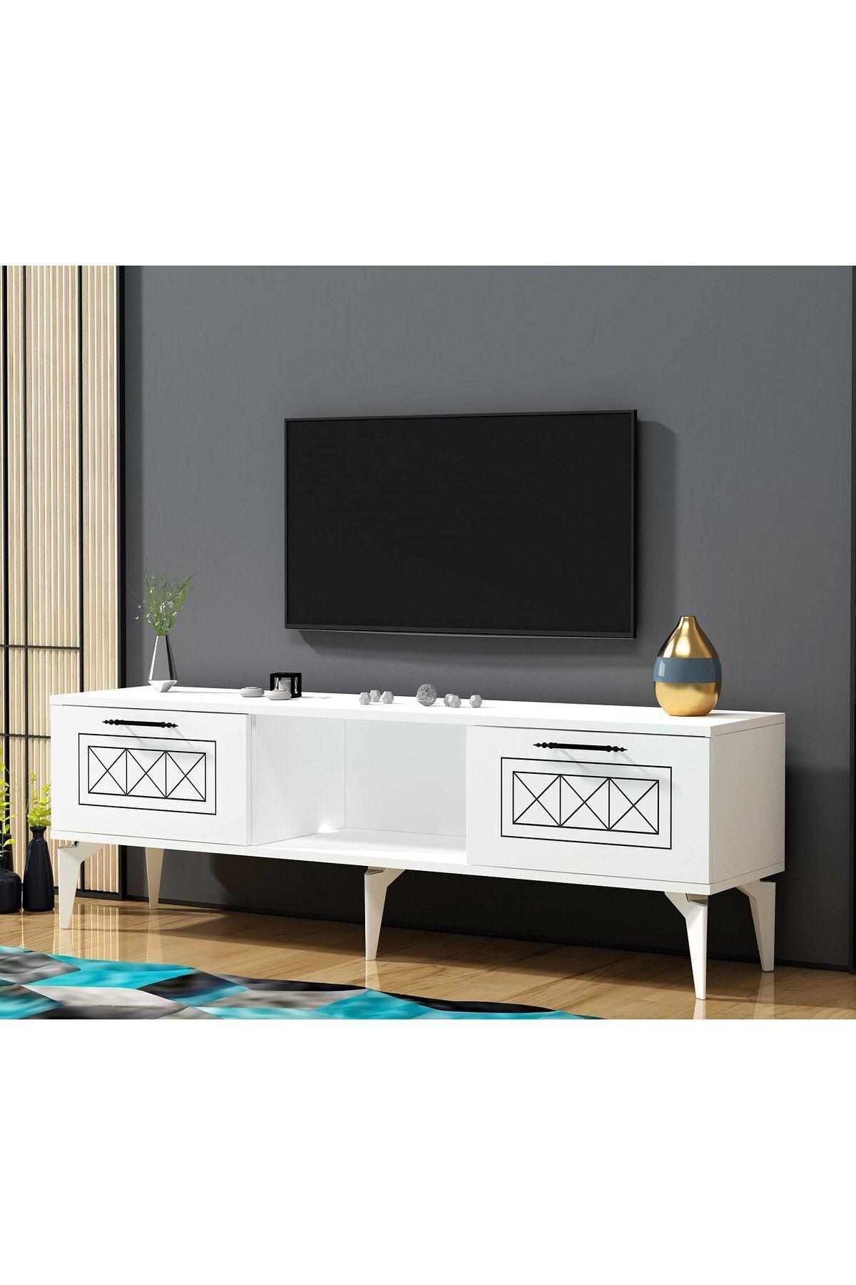 Cantek Dizayn Shumenn Tv Sehpasi (Alt Modül) Beyaz-Beyaz