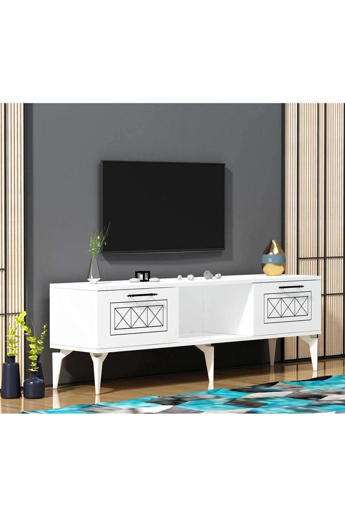 Cantek Dizayn Shumenn Tv Sehpasi (Alt Modül) Beyaz-Beyaz