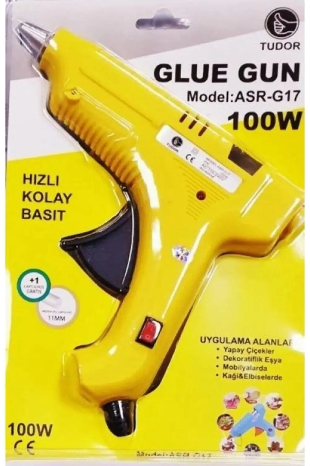 Sıcak Kalın Mum Silikon Tabancası 100 Watt Anahtarlı Sarı Yeşil M